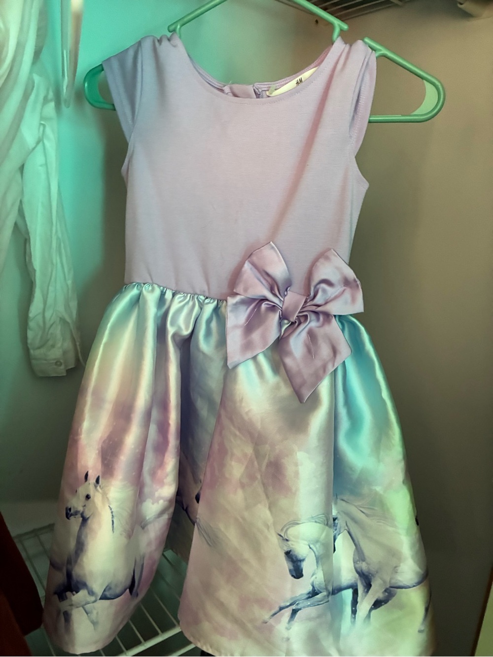 H&M Lavender and Pearl Unicorn-Print Party Dress with Bow